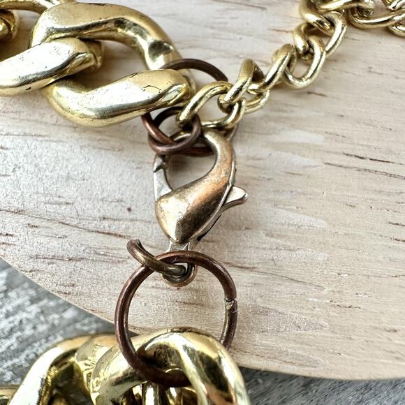 Chunky Gold Tone Cuban Curb Chain Thick 80s 90s Mob Wife Necklace Vintage 23” - Picture 5 of 5